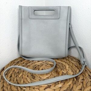 Minimalist Purse Light Gray Faux Pebbled Leather Boutique Brand Crossbody Bag